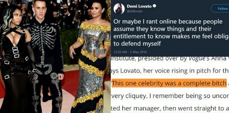 Demi Lovato Says a ‘Complete Bitch’ Someone Caused Her to Go to an AA Meeting after 2016 Met Gala